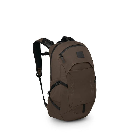22 VSN^ backpack in truffle brown with padded straps and front organizer pocket