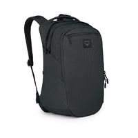 Black 21L backpack with front zip pocket, top handle and adjustable shoulder straps
