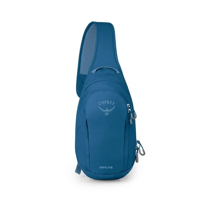 Blue Osprey sling bag on a white background