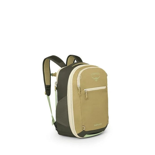 Daylite expandable travel backpack in tan with contrasting dark trim and front zipper