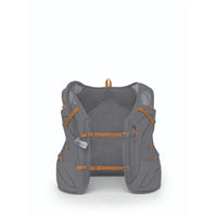 Gray and orange hydration vest on a white background