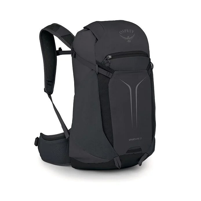 Raven Black hiking backpack with front pocket and padded shoulder straps