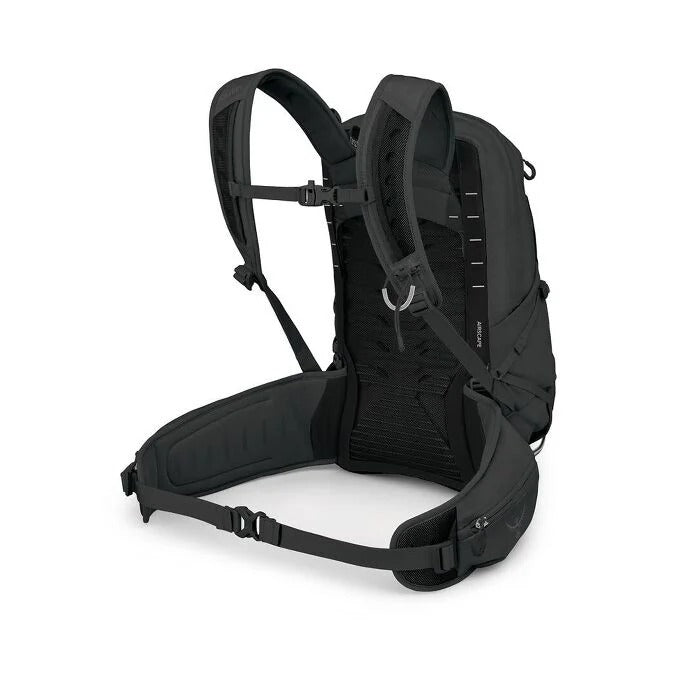 Black backpack on a white background
