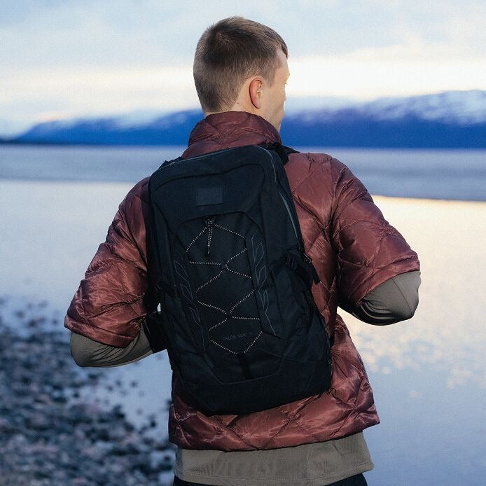 Talon™ 11 VSN^ backpack in black, rear view with webbed panel and compression straps