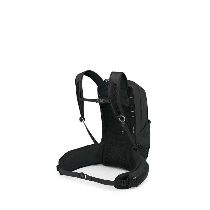 Black backpack on a white background