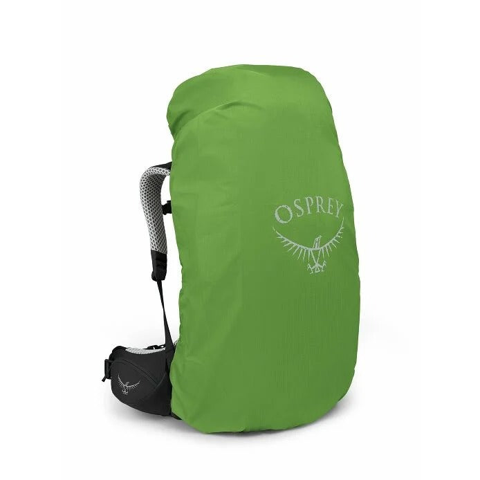 Green Osprey backpack cover on a white background