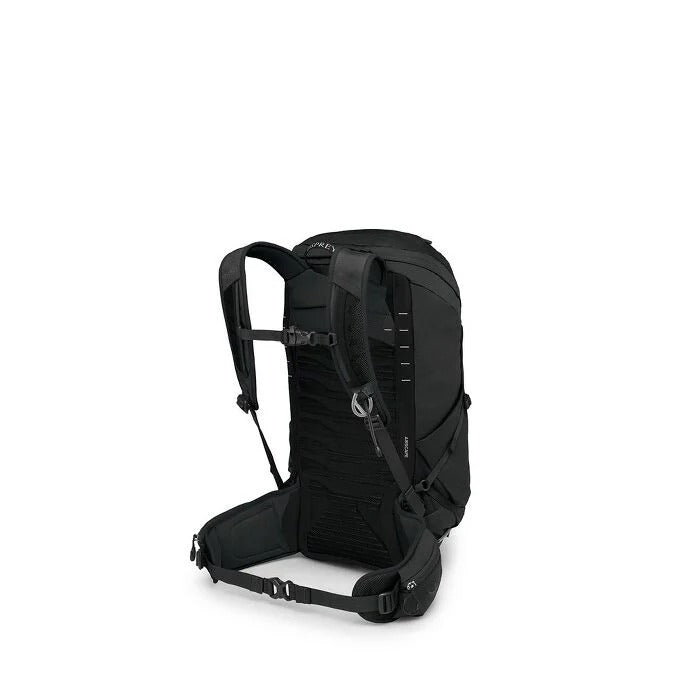 Black backpack on a white background