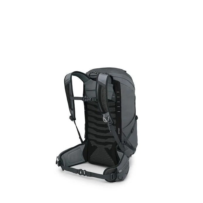 Gray backpack on a white background