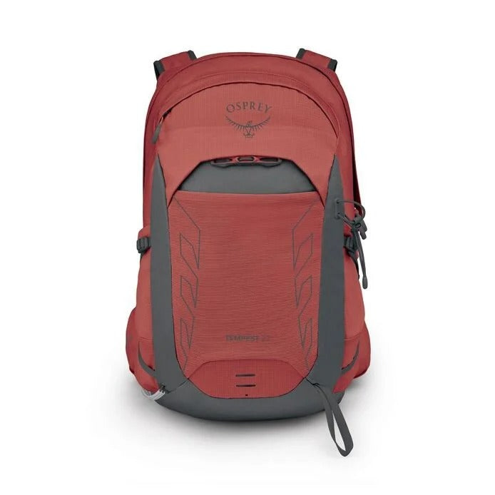 Red Osprey backpack on a white background