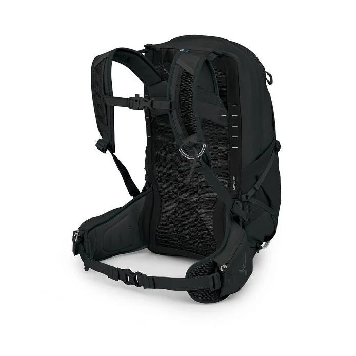 Black backpack on a white background