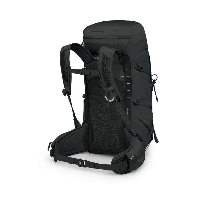 Black backpack on a white background