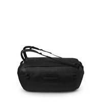 Black Osprey travel bag on a white background