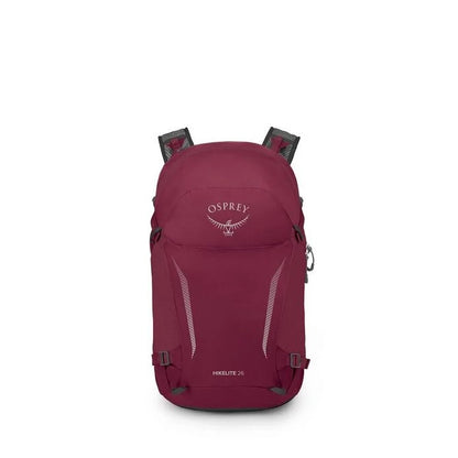 Maroon Osprey backpack on a white background