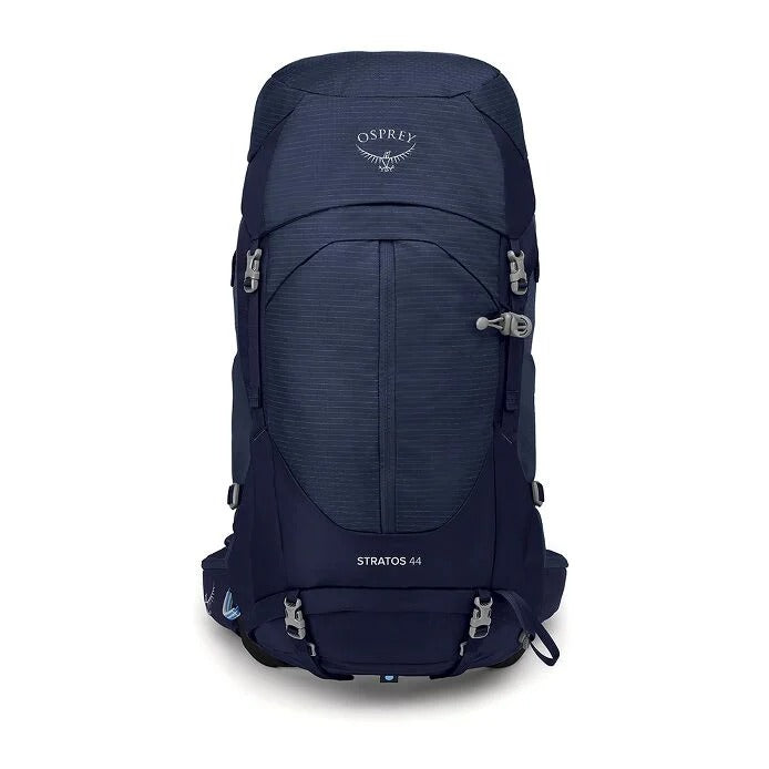 Navy blue Osprey backpack on a white background
