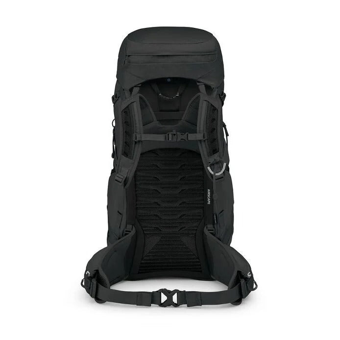 Black backpack on a white background