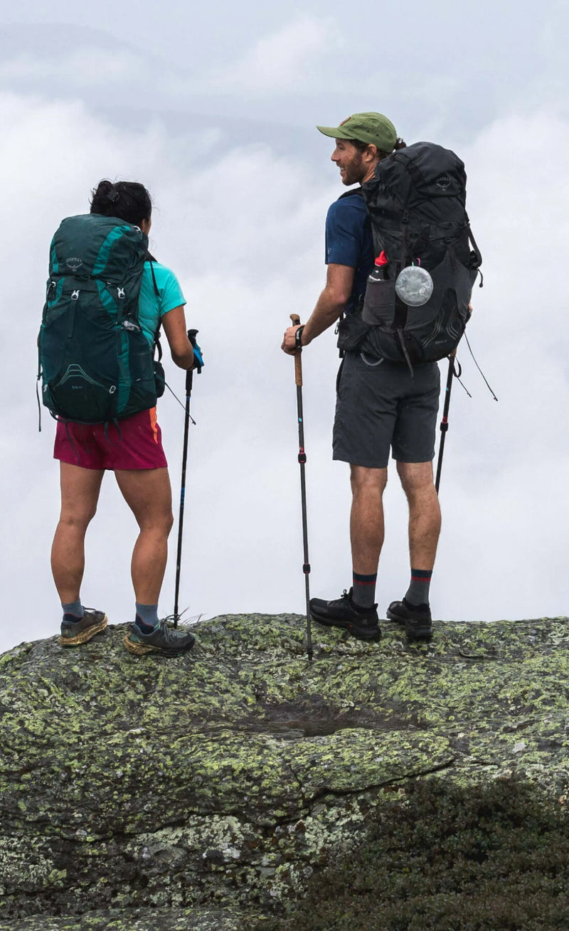 Person hiking in mountains